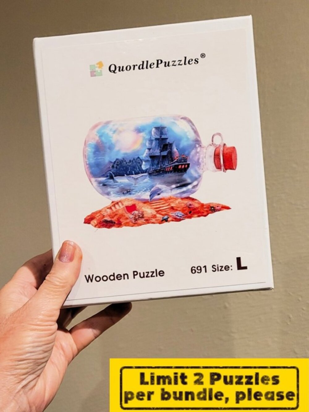 DREAM DRIFT by Quordle Wood Jigsaw Puzzle SHIP in a BOTTLE